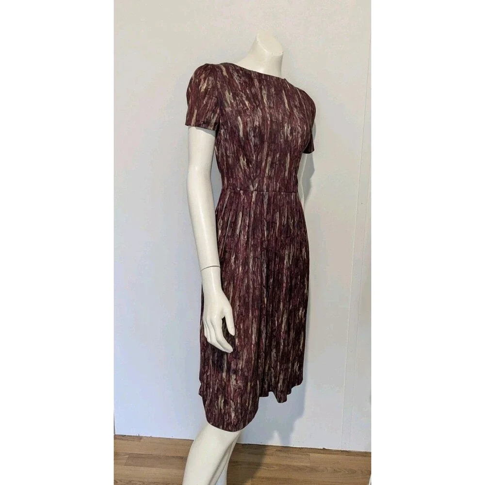 Patty Petite Vintage 50s Dress Set Jacket Fit Flare S B36 Red Flame Pleated